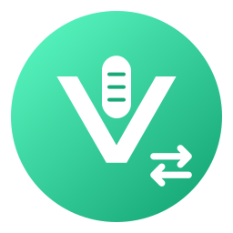 Viska Voice icon: a white V with a microphone and send-and-receive arrows on a green disc